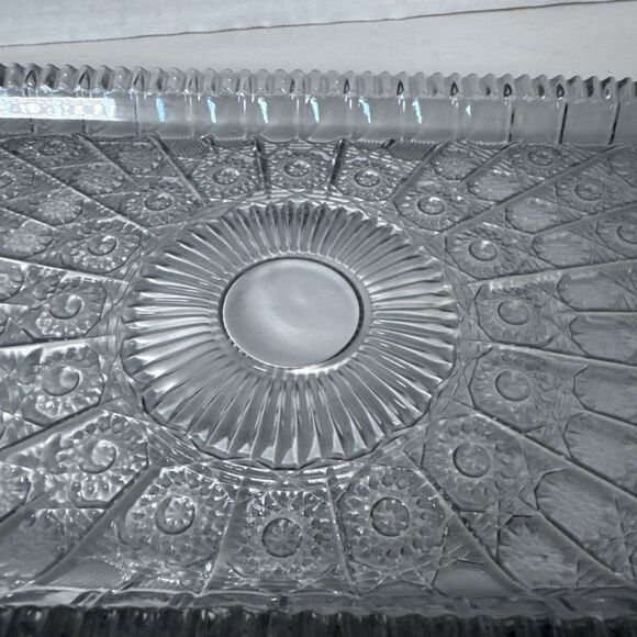 Heavy Glass Gray Tinted Oblong Tray Cut Glass Styling 7”x14” - Picture 3 of 8